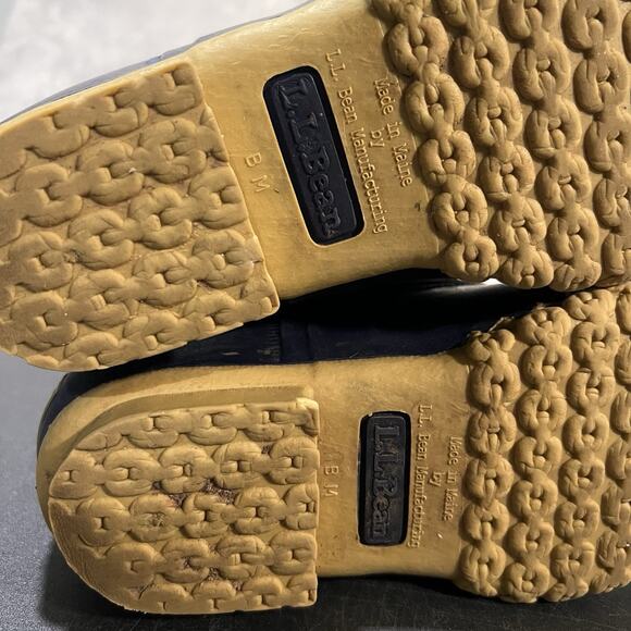 LL Bean Boots Womens 6 Brown Blue Duck Unlined Lace Up Boots - Picture 5 of 11